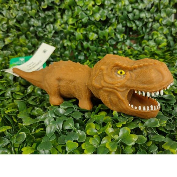 Tyrannosaurus Rex Dinosaur Squishy Toy Figure Squeezable T-Rex Dino Sand Brown - Picture 4 of 15